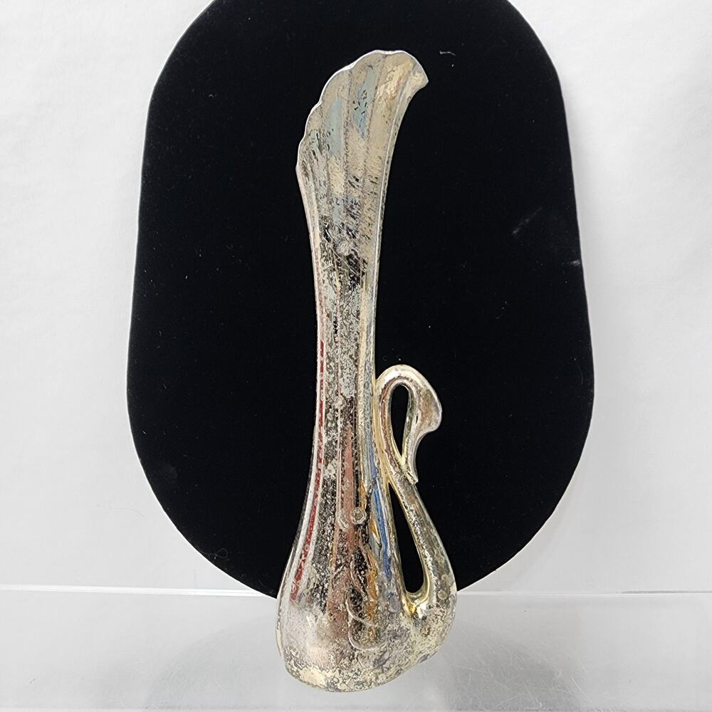 Art Deco Style Silver French Swan Bud Vase 7" Tarnished Silverplate